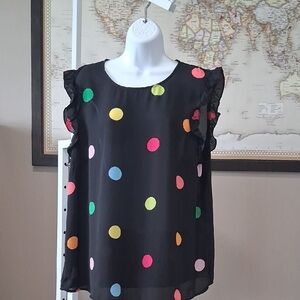 NY & Co. Colorful Polka Dot Women's Top, Size XL